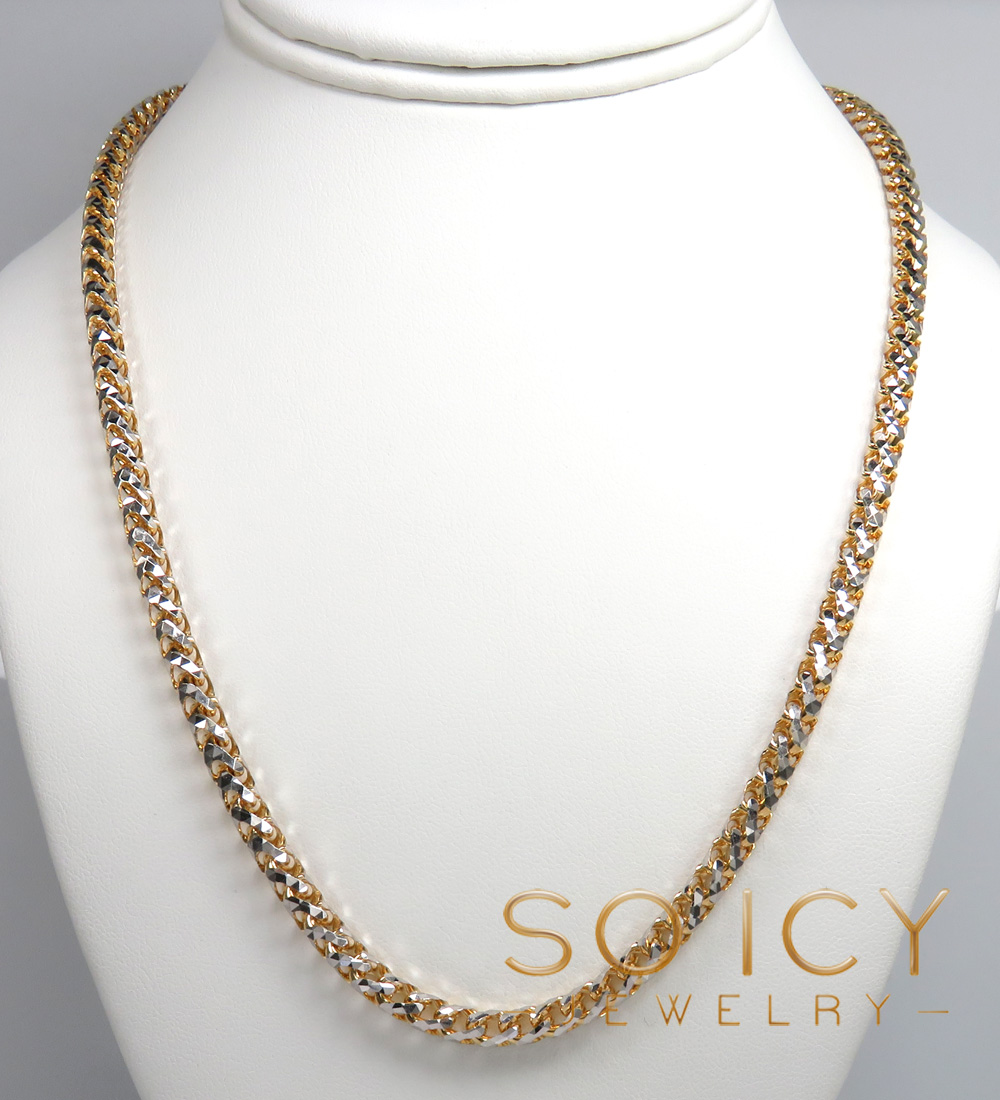 14k two gold prism cut franco chain 18-26 inch 5mm - Image 5