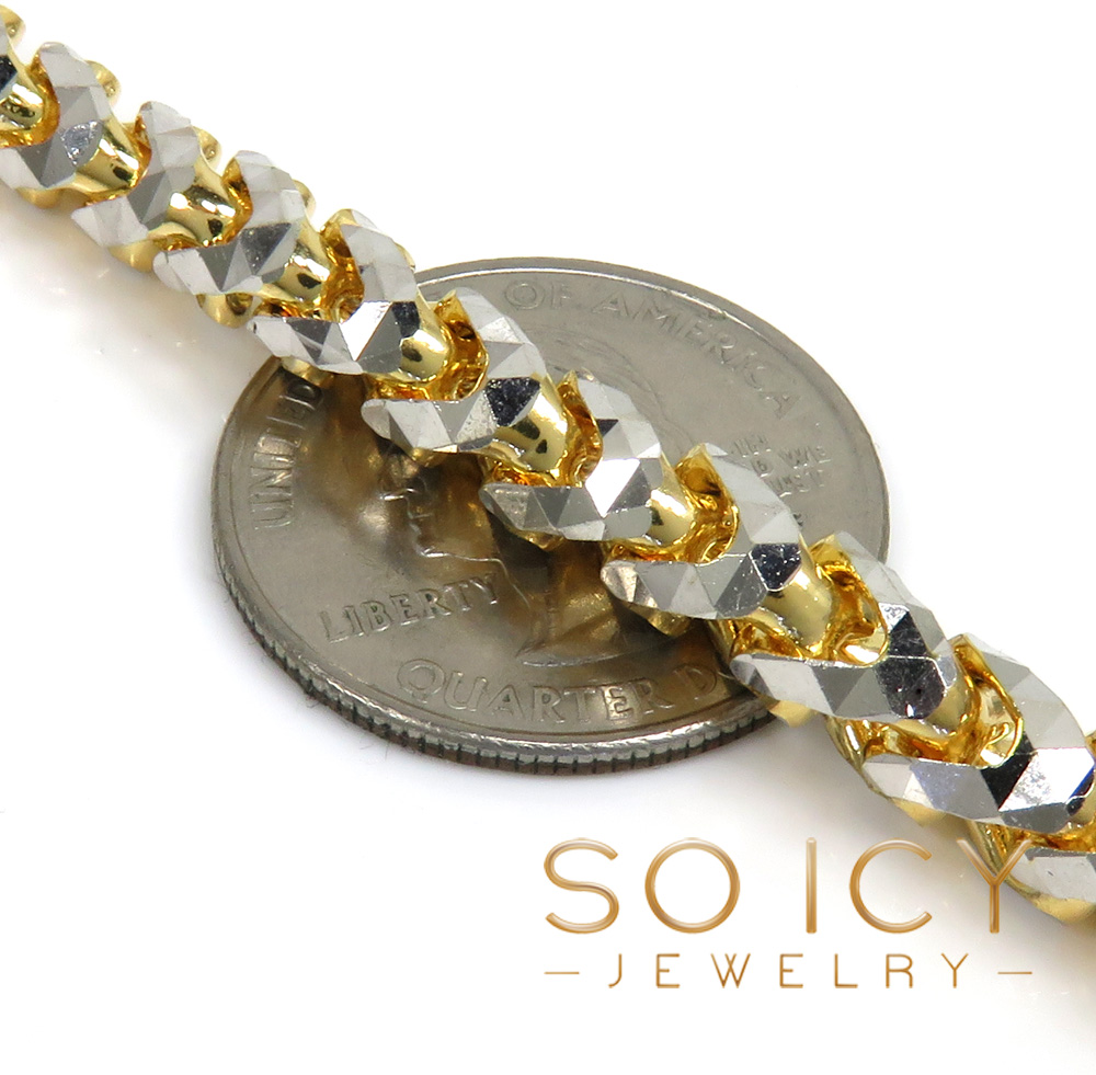 14k two gold prism cut franco chain 18-26 inch 6mm 