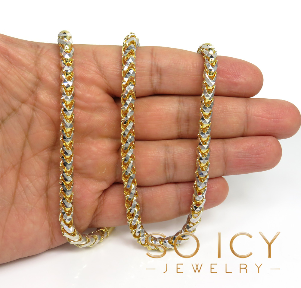 14k two gold prism cut franco chain 18-26 inch 6mm - Image 4