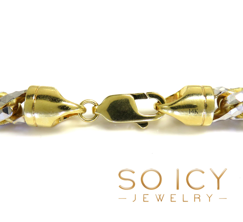 14k two gold prism cut franco chain 18-26 inch 6.50mm 