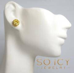 14k gold round 14 canary diamond cluster 8mm earrings 1.25ct
