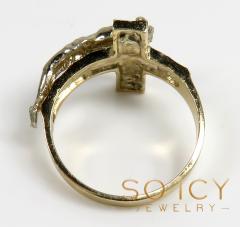 14k two tone gold hanging jesus cross ring 