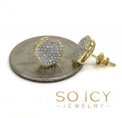 14k yellow gold fluted bezel diamond snow cap 9mm earrings 0.26ct