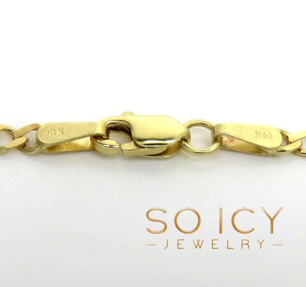 14k yellow gold solid figaro link chain 16-22 inch 2.50mm
