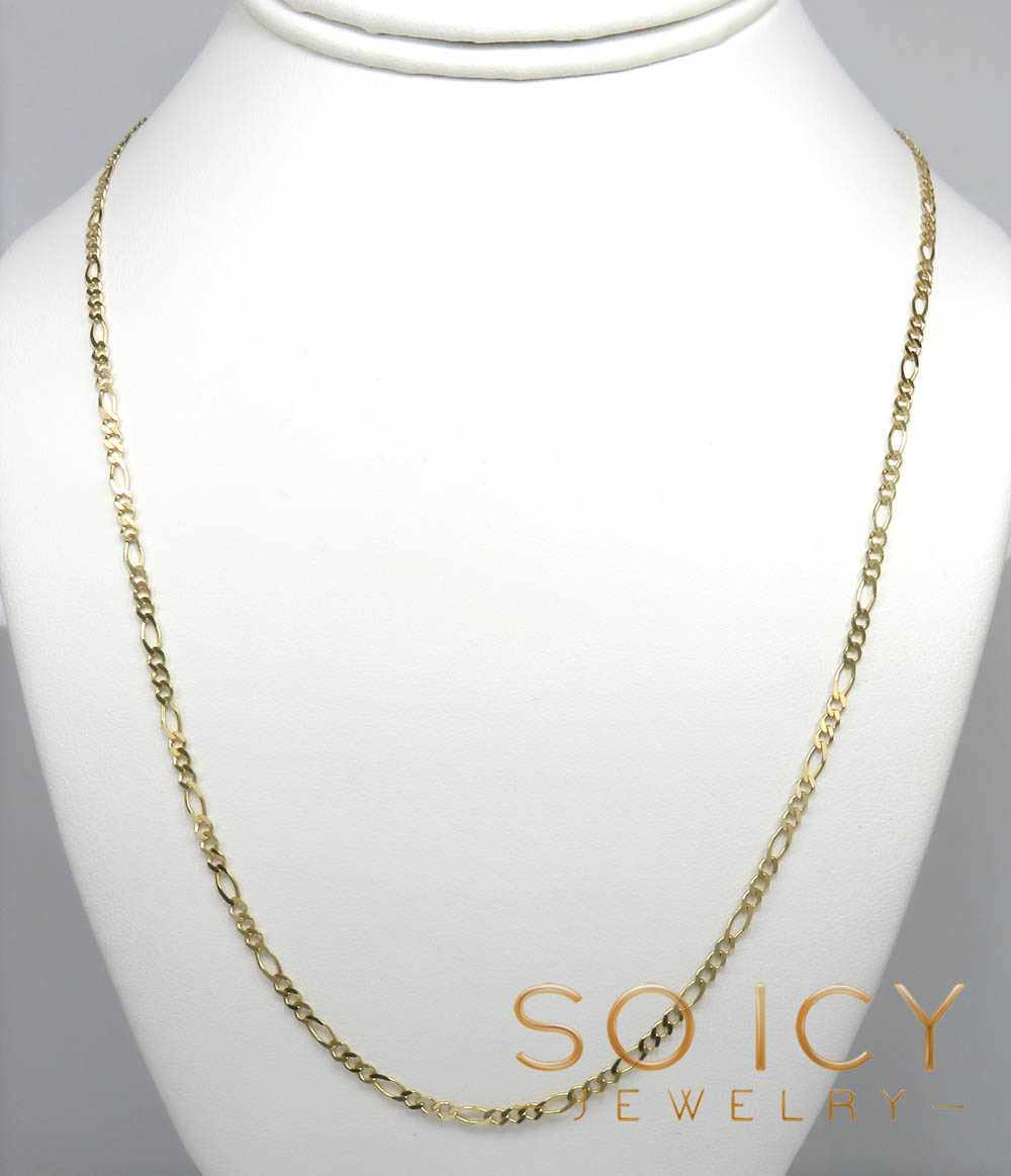 14k yellow gold solid figaro link chain 18-22 inch 2.50mm