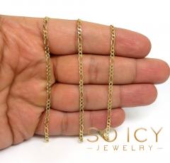 14k yellow gold solid figaro link chain 16-22 inch 2.50mm