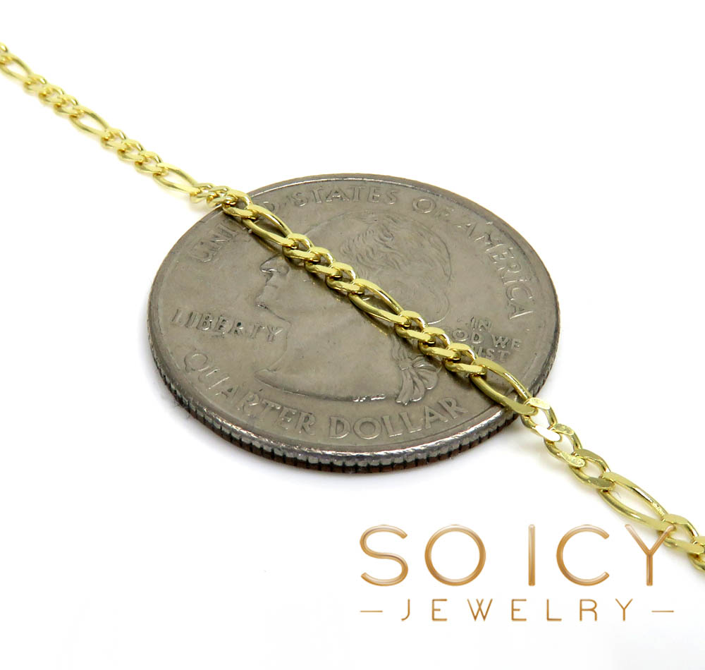 14k yellow gold skinny solid figaro link chain 18-22 inch 1.80mm - Image 2