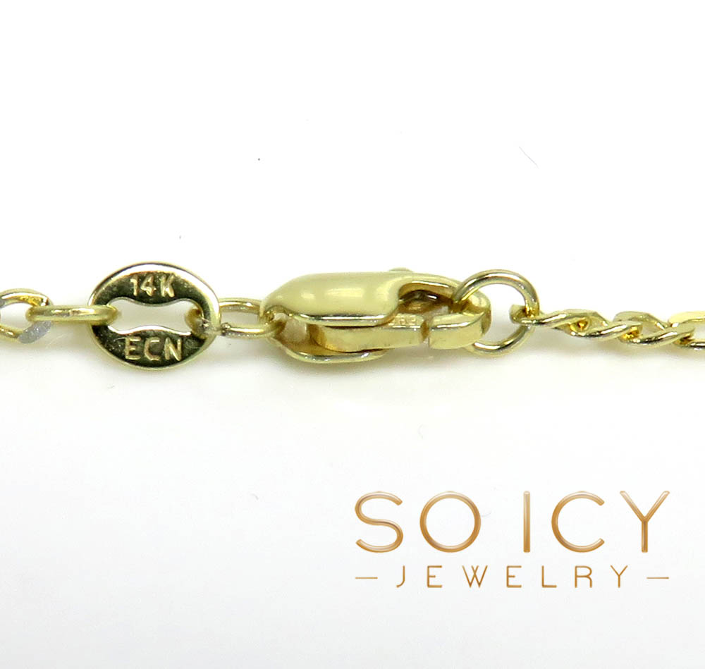 14k yellow gold skinny solid figaro link chain 18-22 inch 1.80mm 