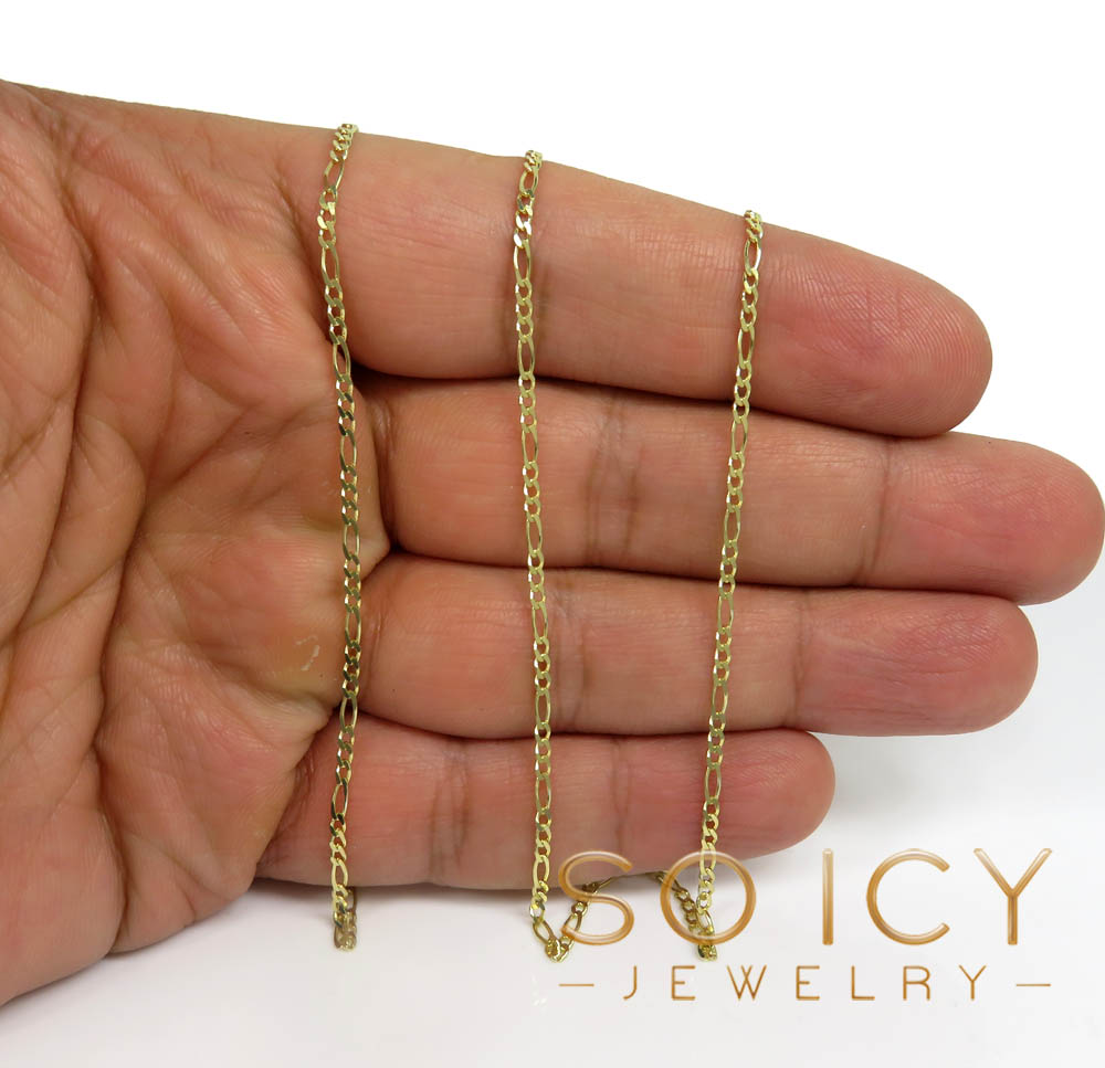 14k yellow gold skinny solid figaro link chain 18-22 inch 1.80mm - Image 4