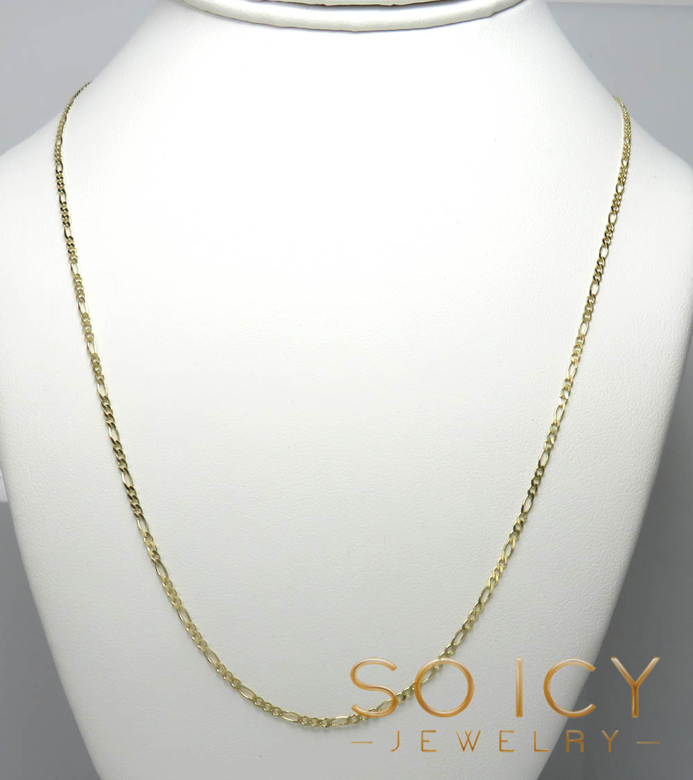 14k yellow gold skinny solid figaro link chain 18-22 inch 1.80mm - Image 5