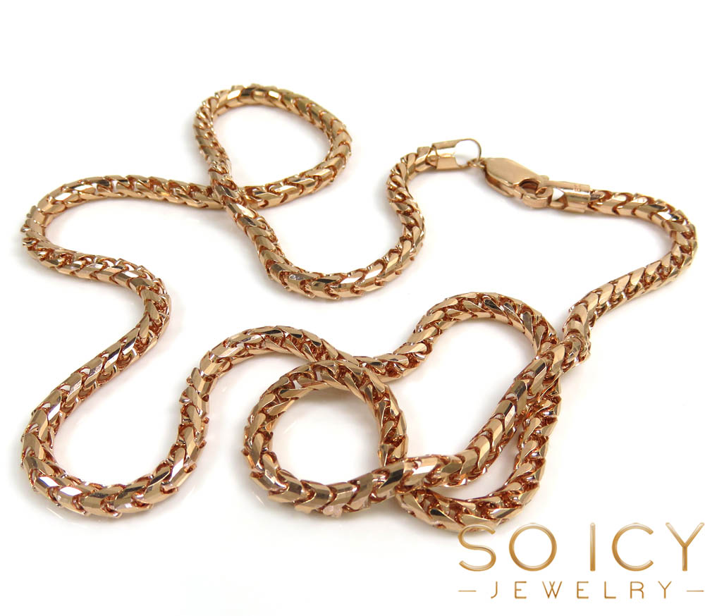 14k rose gold solid box franco chain 18-24 inch 3mm - Image 2