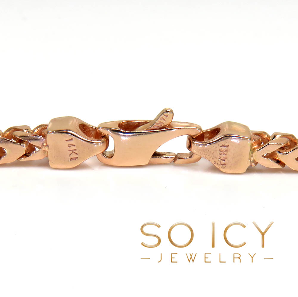 14k rose gold solid box franco chain 18-24 inch 3mm