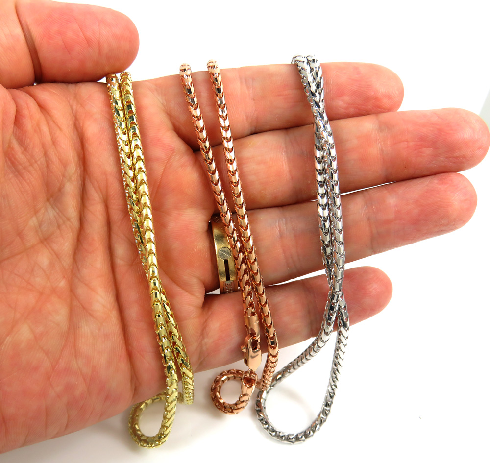 14k rose gold solid box franco chain 18-24 inch 3mm - Image 3