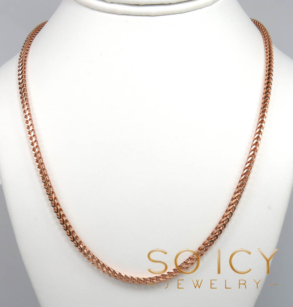 14k rose gold solid box franco chain 18-24 inch 3mm