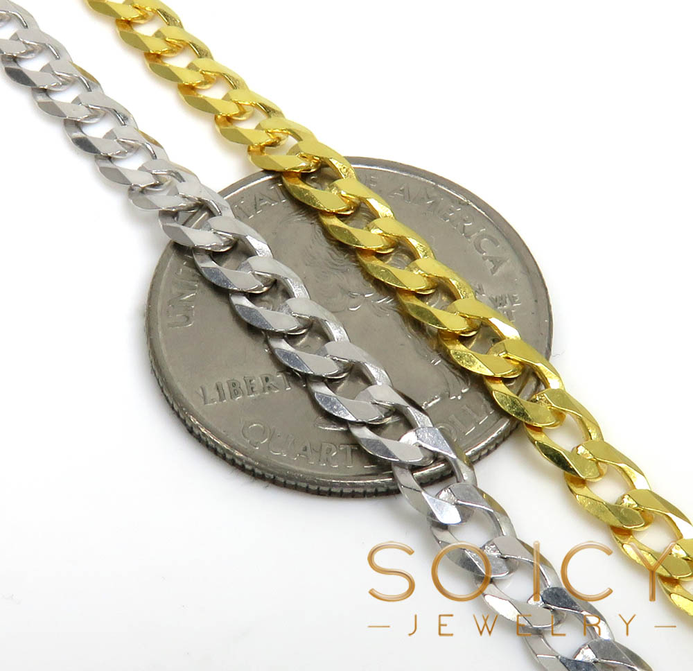 925 yellow or white solid cuban chain 18-24