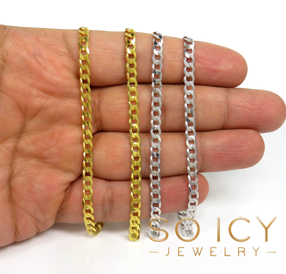 925 yellow or white solid cuban chain 18-24