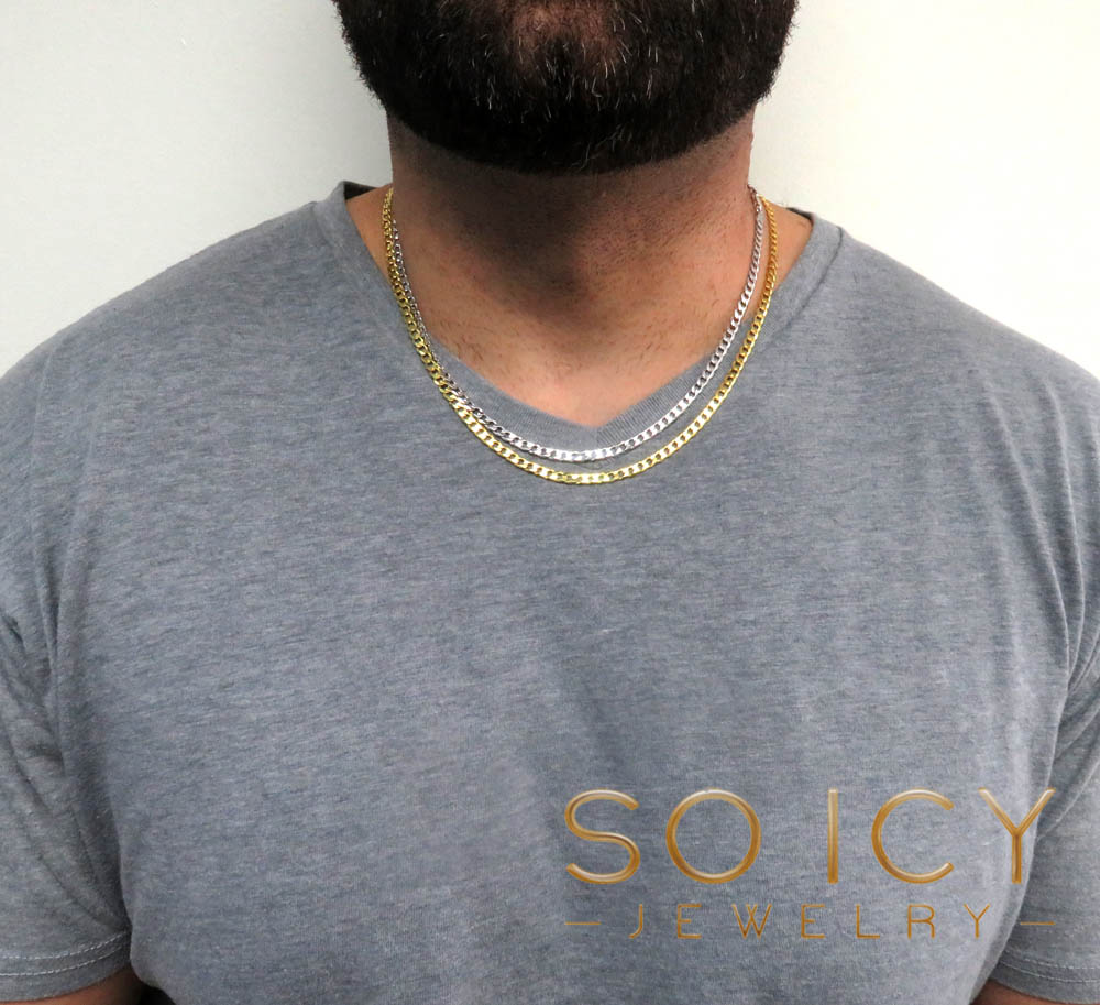 925 yellow or white solid cuban chain 18-24