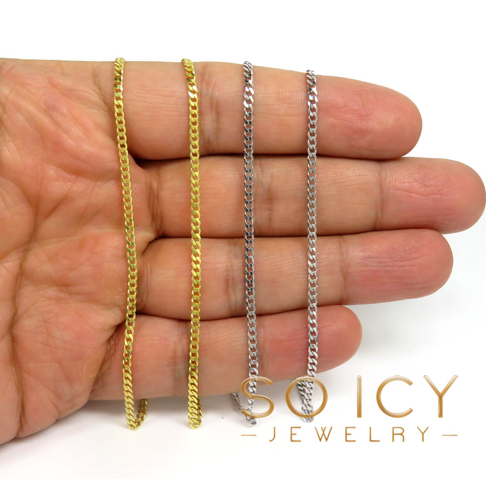 925 yellow or white solid skinny cuban chain 18-24 inch 2.20mm - Image 4