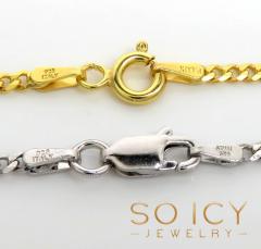 925 yellow or white solid skinny cuban chain 18-24 inch 2.20mm