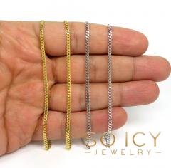 925 yellow or white solid skinny cuban chain 18-24 inch 2.20mm
