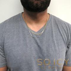 925 yellow or white solid skinny cuban chain 18-24 inch 2.20mm