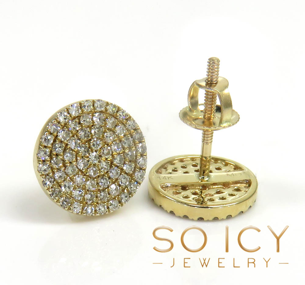 14k gold round diamond 8.50mm frame-less earrings 0.38ct