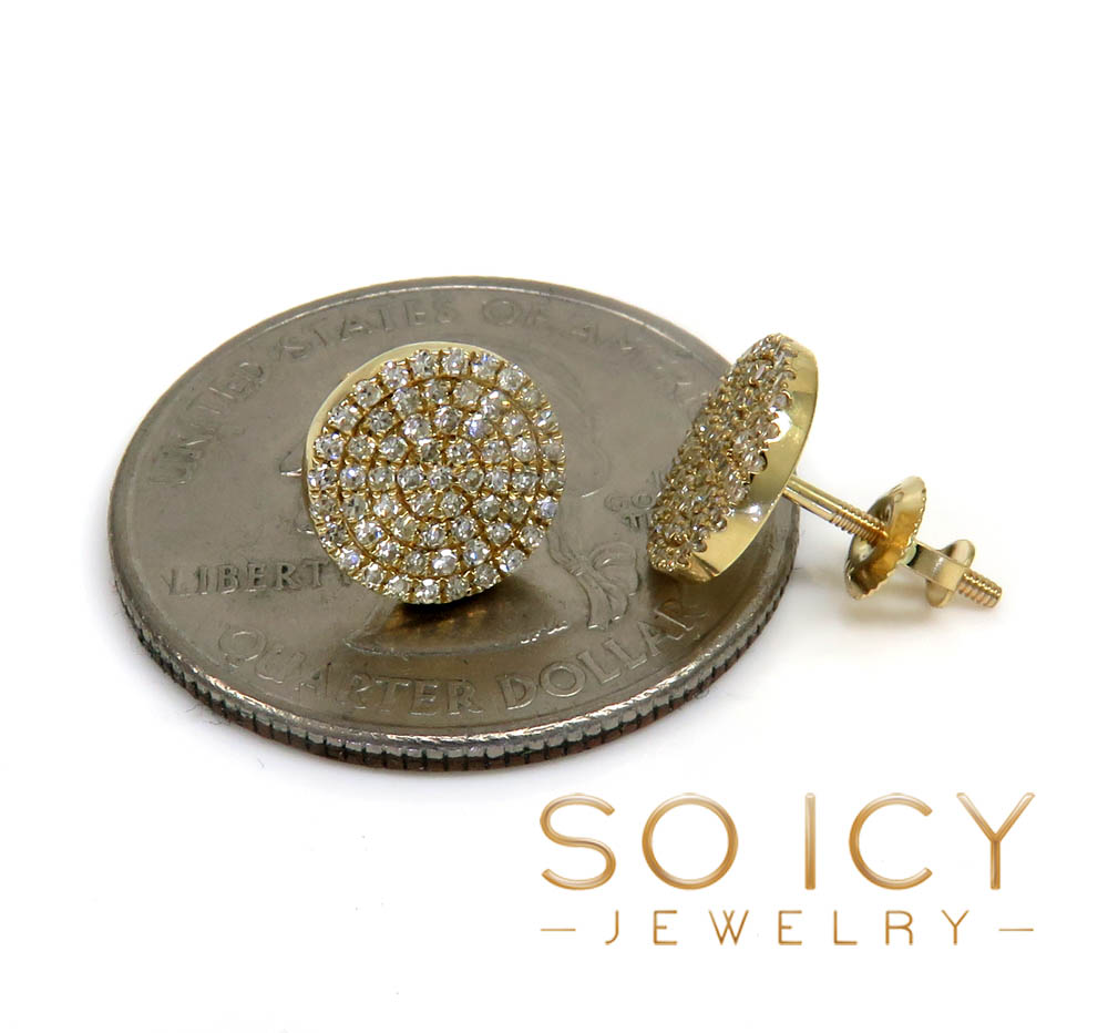 14k gold round diamond 8.50mm frame-less earrings 0.38ct - Image 3