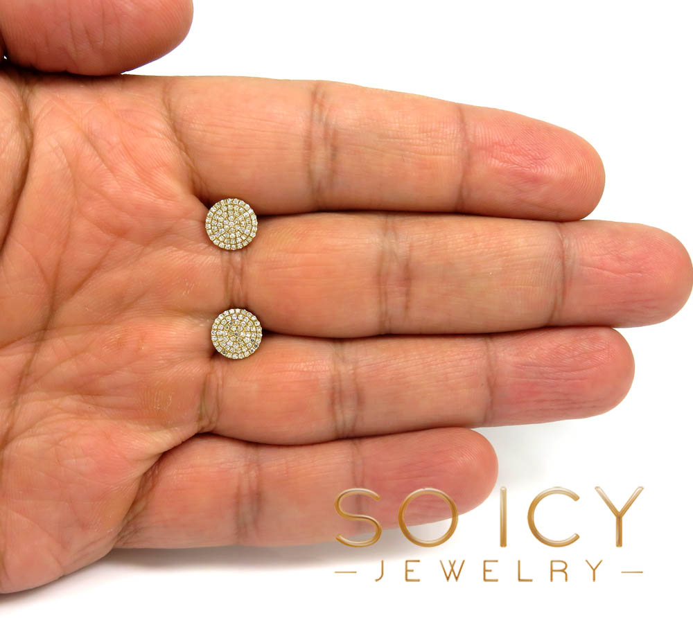 14k gold round diamond 8.50mm frame-less earrings 0.38ct