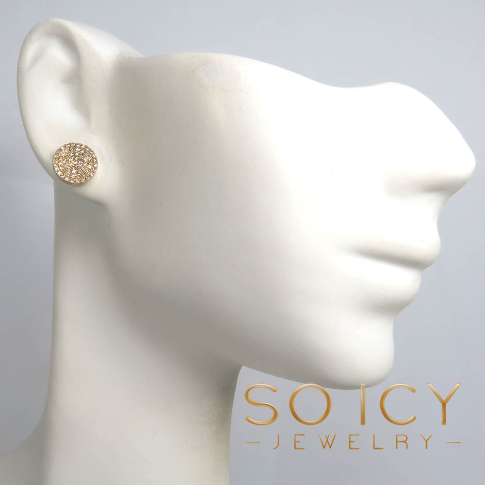 14k gold round diamond 8.50mm frame-less earrings 0.38ct - Image 5