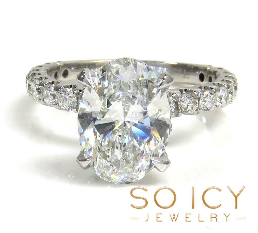 18k white gold oval diamond engagement ring 4.31ct
