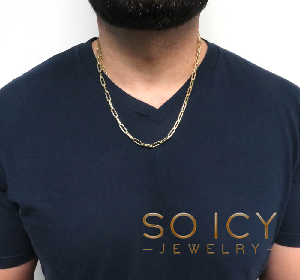 10k yellow gold hollow paper clip chain 18-24 inch 5.5mm  - Image 5