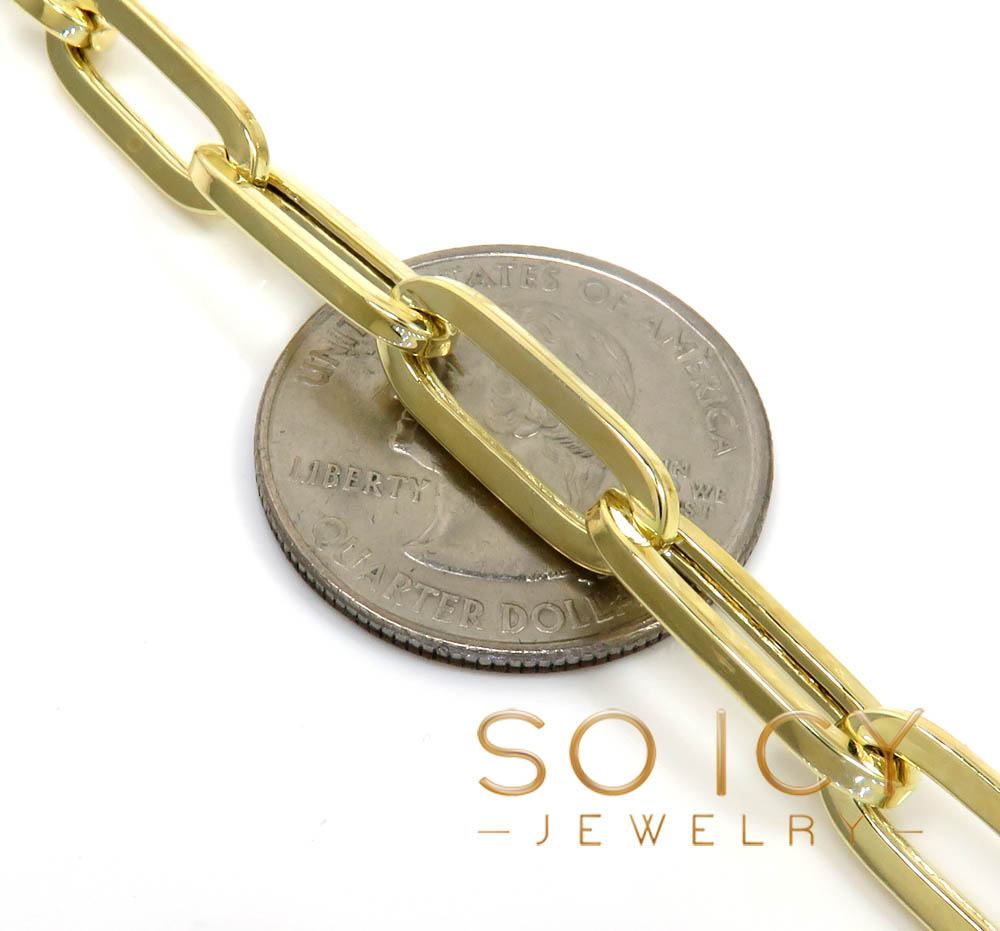 10k yellow gold hollow paper clip chain 18-24 inch 6.5mm 