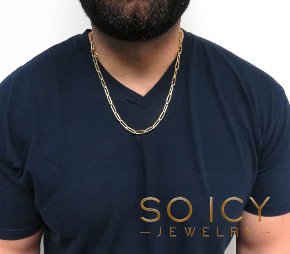 10k yellow gold hollow paper clip chain 18-24 inch 6.5mm  - Image 5