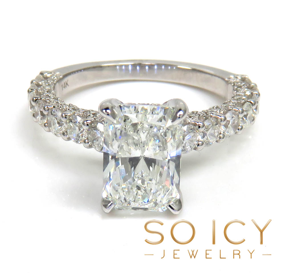 14k white gold radiant diamond engagement ring 3.00ct