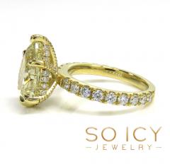 18k yellow gold natural yellow pear & round cut diamond engagement ring 3.42ct