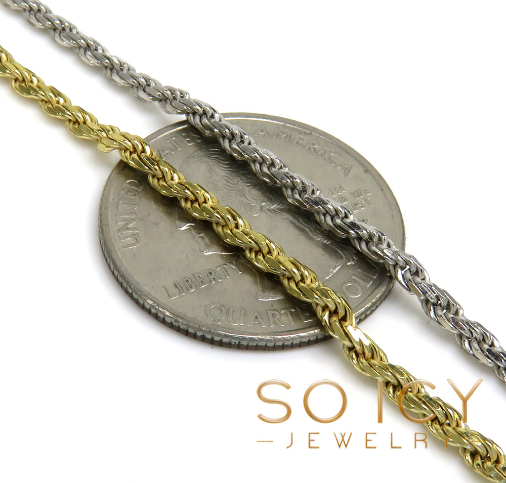 925 white or yellow sterling silver rope link chain 18-26 inch 2.20mm