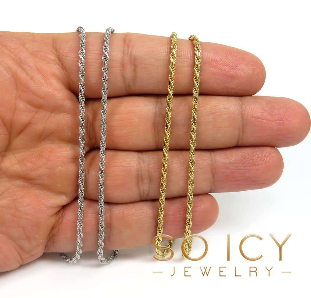 925 white or yellow sterling silver rope link chain 18-26 inch 2.20mm