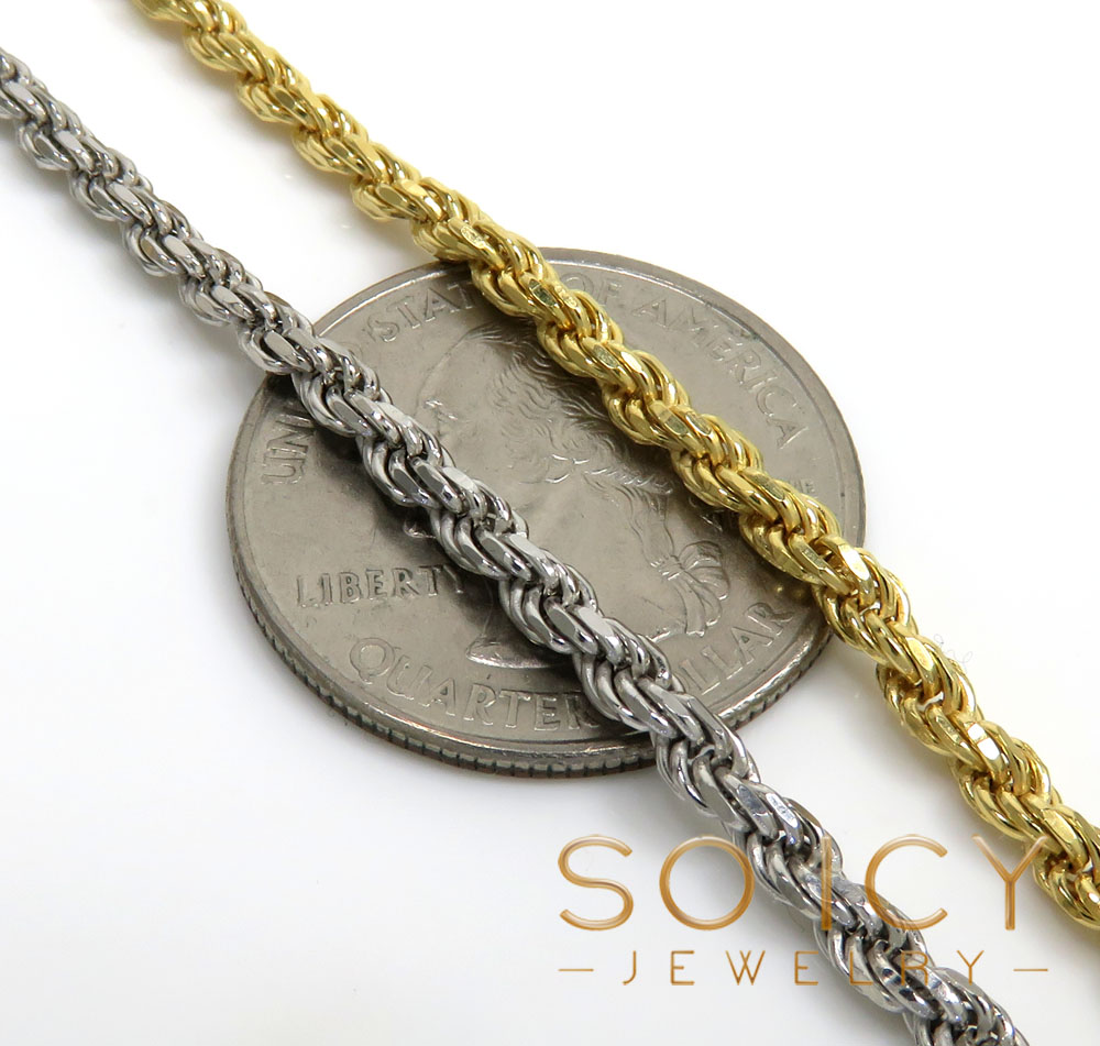 925 white or yellow sterling silver rope link chain 18-26 inch 2.80mm - Image 2