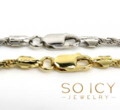 925 white or yellow sterling silver rope link chain 18-26 inch 2.80mm