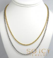 925 white or yellow sterling silver rope link chain 18-26 inch 2.80mm