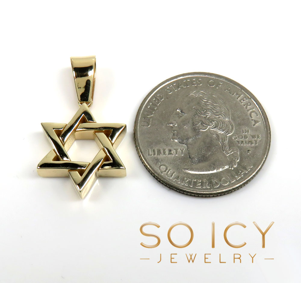 14k solid gold thick star of david pendant 