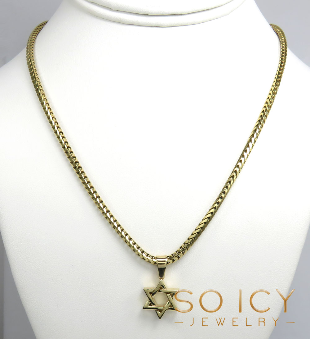 14k solid gold thick star of david pendant 