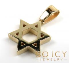 14k solid gold thick star of david pendant 