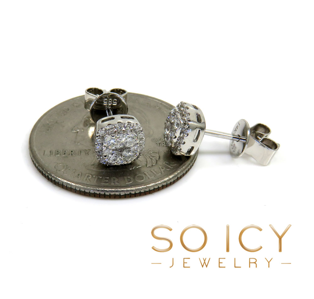 14k white gold 6.50mm fancy diamond cluster earrings 0.43ct - Image 3