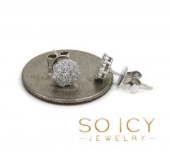 14k white gold 7mm sun flower diamond cluster earrings 0.40ct