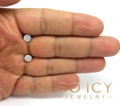 14k white gold 7mm sun flower diamond cluster earrings 0.40ct