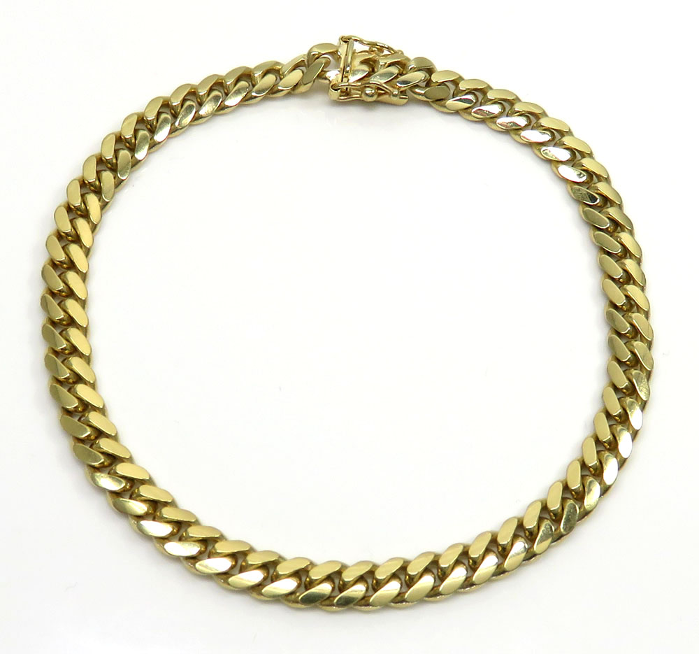 14k yellow gold solid miami bracelet 8