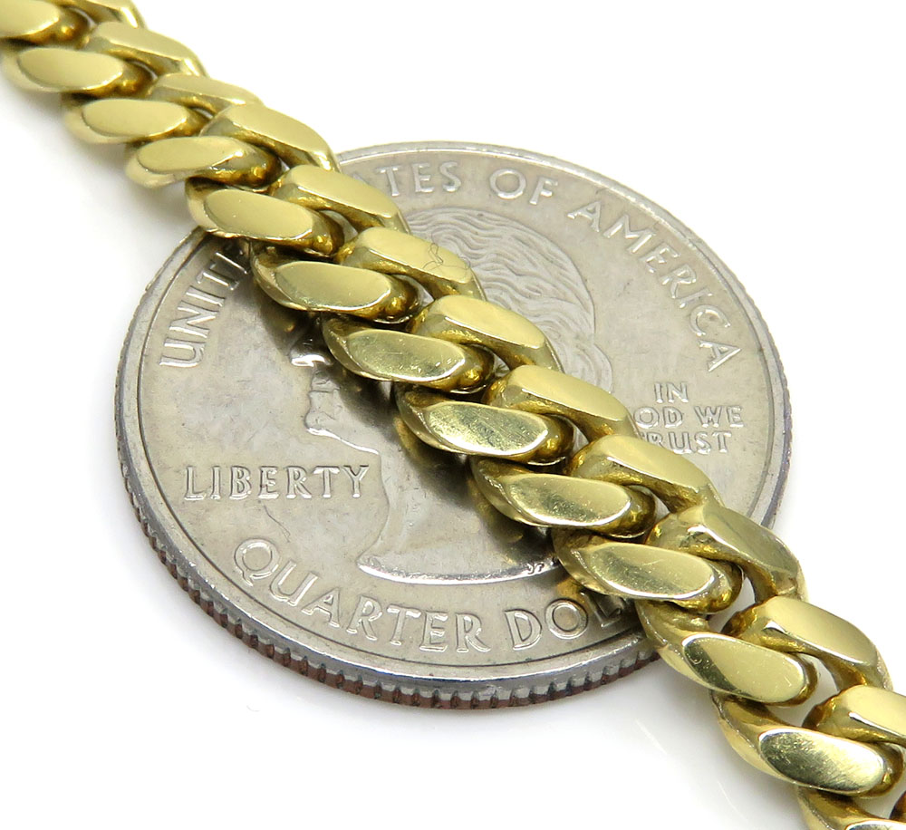 14k yellow gold solid miami bracelet 8