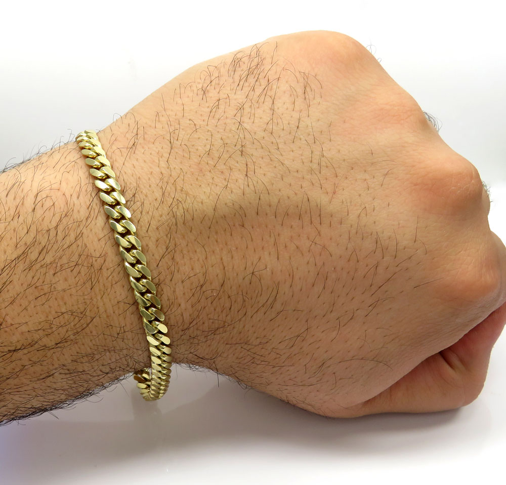 14k yellow gold solid miami bracelet 8