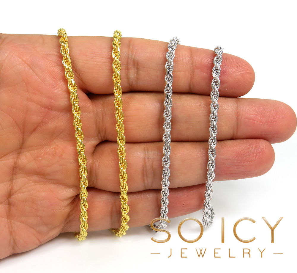 925 white or yellow sterling silver rope link chain 18-26 inch 3.50mm